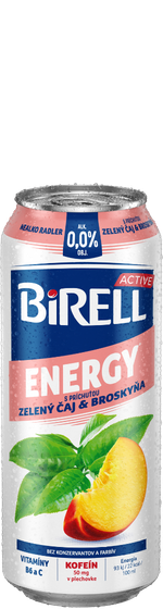 Birell Energy Zelen&yacute; čaj & Broskyňa s kofe&iacute;nom